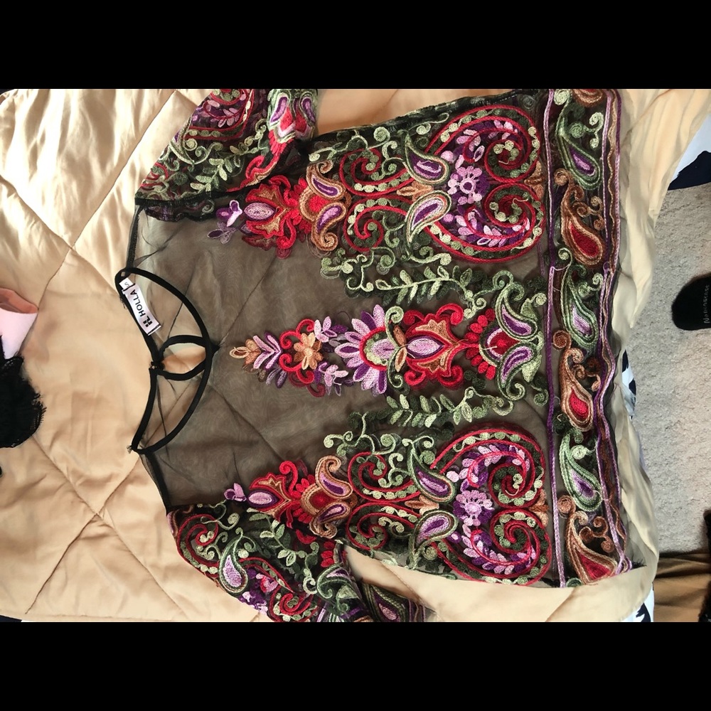Patterned mesh crop top